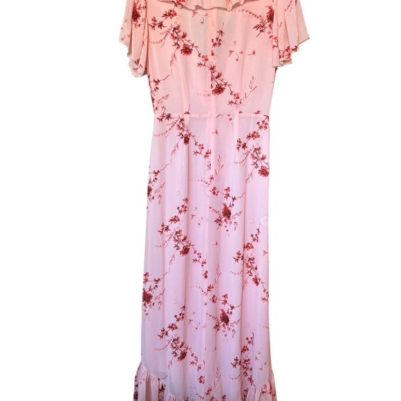 Cinq A Sept Fleur Sheila Ruffle Wrap Midi Dress In Pale Rose Multi Size 6 - Picture 11 of 12